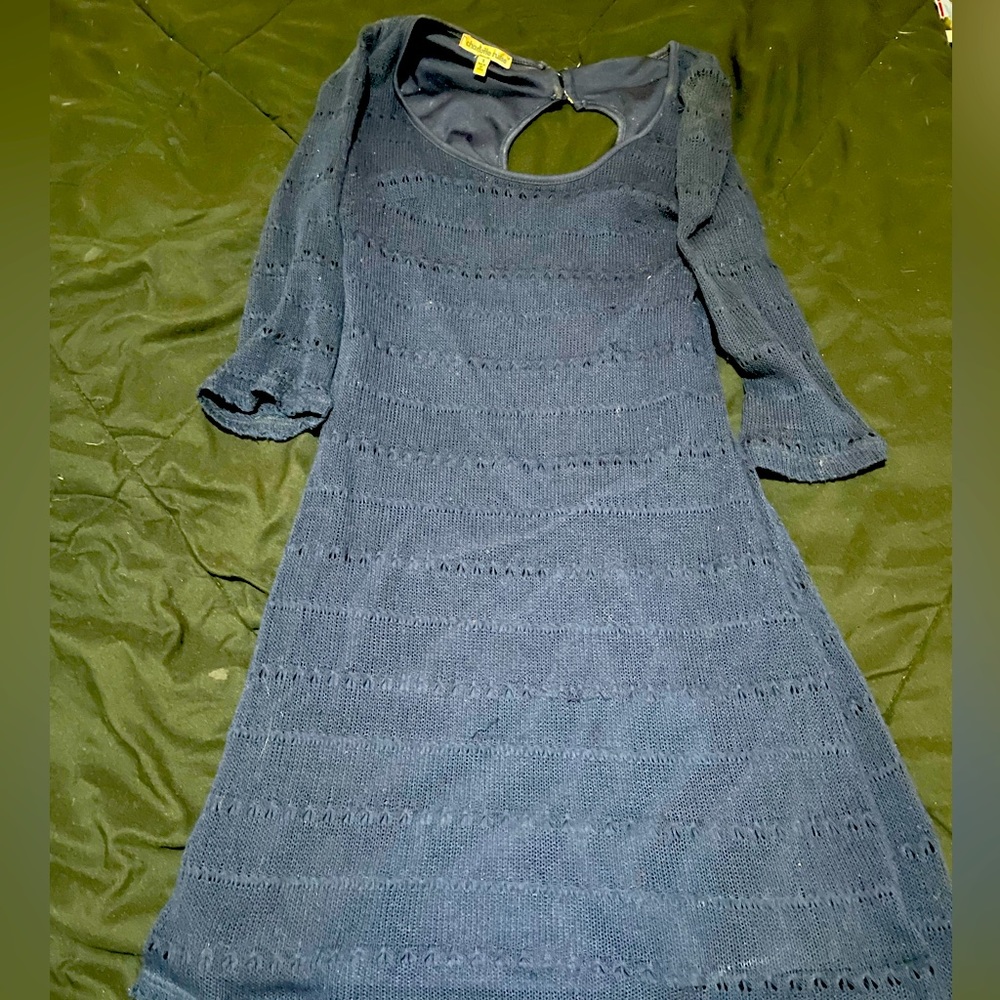 Blue sweater dress